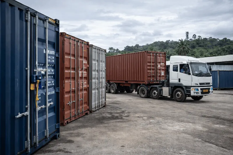 Export containers in shipping yard